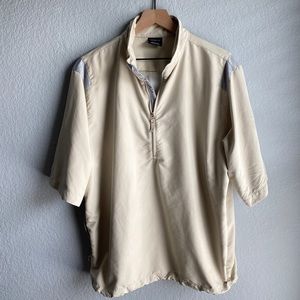 Vintage Nike Golf Rain Polo Mens Large Beige and Silver - Very Good Condition